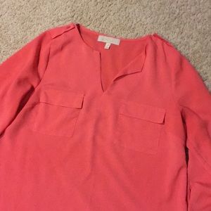 Beautiful Coral V-Neck Top